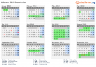 Kalender 2018 mit Ferien und Feiertagen Brønderslev