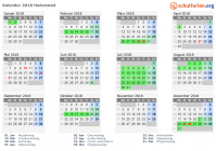 Kalender 2018 mit Ferien und Feiertagen Hedensted