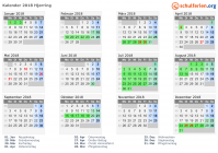 Kalender 2018 mit Ferien und Feiertagen Hjørring