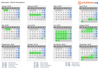Kalender 2018 mit Ferien und Feiertagen Holstebro