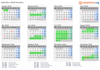 Kalender 2018 mit Ferien und Feiertagen Horsens