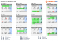 Kalender 2018 mit Ferien und Feiertagen Ikast-Brande
