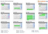 Kalender 2018 mit Ferien und Feiertagen Jammerbugt