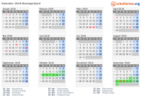 Kalender 2018 mit Ferien und Feiertagen Mariagerfjord