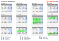 Kalender 2018 mit Ferien und Feiertagen Norddjurs