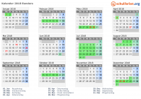 Kalender 2018 mit Ferien und Feiertagen Randers