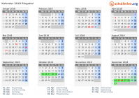 Kalender 2018 mit Ferien und Feiertagen Ringsted