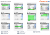Kalender 2018 mit Ferien und Feiertagen Samsø