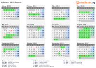Kalender 2018 mit Ferien und Feiertagen Bayern