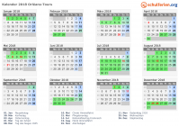 Kalender 2018 mit Ferien und Feiertagen Orléans-Tours