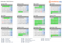 Kalender 2018 mit Ferien und Feiertagen Reims