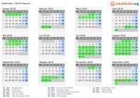 Kalender 2018 mit Ferien und Feiertagen Rouen