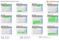 Kalender 2018 mit Ferien und Feiertagen Flevoland (mitte)