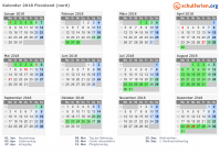 Kalender 2018 mit Ferien und Feiertagen Flevoland (nord)