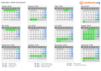 Kalender 2018 mit Ferien und Feiertagen Overijssel