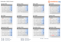 Kalender 2018 mit Ferien und Feiertagen Irland