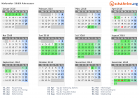 Kalender 2018 mit Ferien und Feiertagen Abruzzen