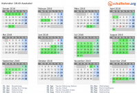 Kalender 2018 mit Ferien und Feiertagen Aostatal