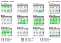 Kalender 2018 mit Ferien und Feiertagen Apulien