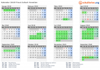 Kalender 2018 mit Ferien und Feiertagen Friaul-Julisch Venetien
