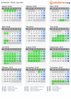 Kalender 2018 mit Ferien und Feiertagen Ligurien