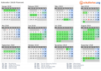 Kalender 2018 mit Ferien und Feiertagen Piemont