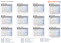 Kalender 2018 mit Ferien und Feiertagen Italien