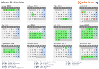 Kalender 2018 mit Ferien und Feiertagen Sardinien