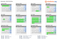 Kalender 2018 mit Ferien und Feiertagen Sizilien