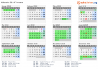 Kalender 2018 mit Ferien und Feiertagen Toskana