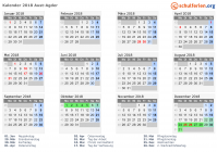 Kalender 2018 mit Ferien und Feiertagen Aust-Agder