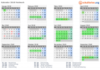 Kalender 2018 mit Ferien und Feiertagen Hedmark
