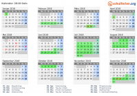 Kalender 2018 mit Ferien und Feiertagen Oslo