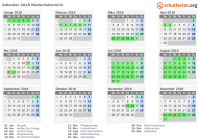 Kalender 2018 mit Ferien und Feiertagen Niederösterreich