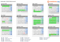 Kalender 2018 mit Ferien und Feiertagen Steiermark