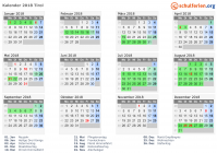 Kalender 2018 mit Ferien und Feiertagen Tirol