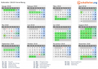 Kalender 2018 mit Ferien und Feiertagen Vorarlberg