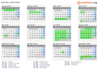 Kalender 2018 mit Ferien und Feiertagen Wien