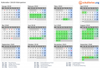 Kalender 2018 mit Ferien und Feiertagen Kleinpolen