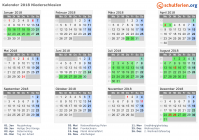 Kalender 2018 mit Ferien und Feiertagen Niederschlesien