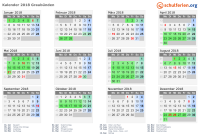 Kalender 2018 mit Ferien und Feiertagen Graubünden