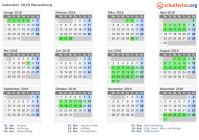 Kalender 2018 mit Ferien und Feiertagen Neuenburg