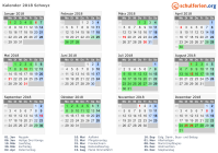 Kalender 2018 mit Ferien und Feiertagen Schwyz