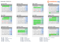 Kalender 2018 mit Ferien und Feiertagen Uri