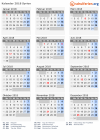 Kalender 2018 mit Ferien und Feiertagen Syrien