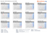 Kalender 2018 mit Ferien und Feiertagen Gablonz an der Neiße