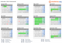 Kalender 2019 mit Ferien und Feiertagen Hedensted
