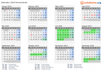 Kalender 2019 mit Ferien und Feiertagen Kerteminde