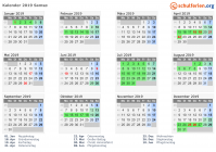 Kalender 2019 mit Ferien und Feiertagen Samsø