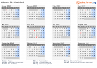 Kalender 2019 mit Ferien und Feiertagen Dschibuti